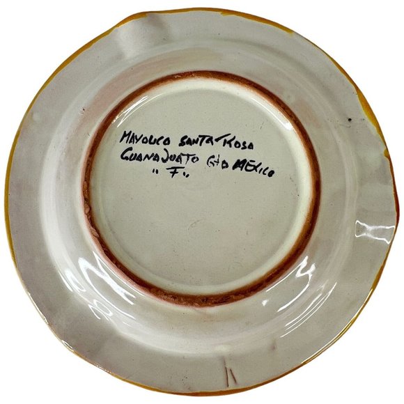 Mayolica Santa Rosa Guanajuato Mexico Ashtray Hand Painted Art Pottery Floral - Picture 6 of 9